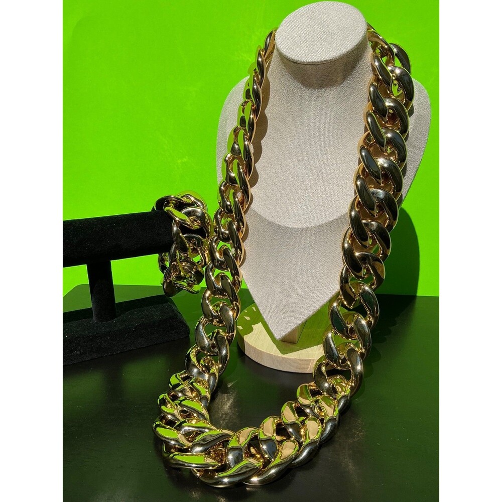 Hip-hop Gold Thick Chain Necklace Bracelet Men Punk Large Plastic New Unisex 36โ